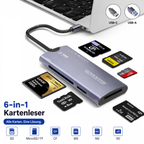 PrimeReader Pro™ 6-in-1 USB-C Kartenleser für SD MicroSD CF Karten