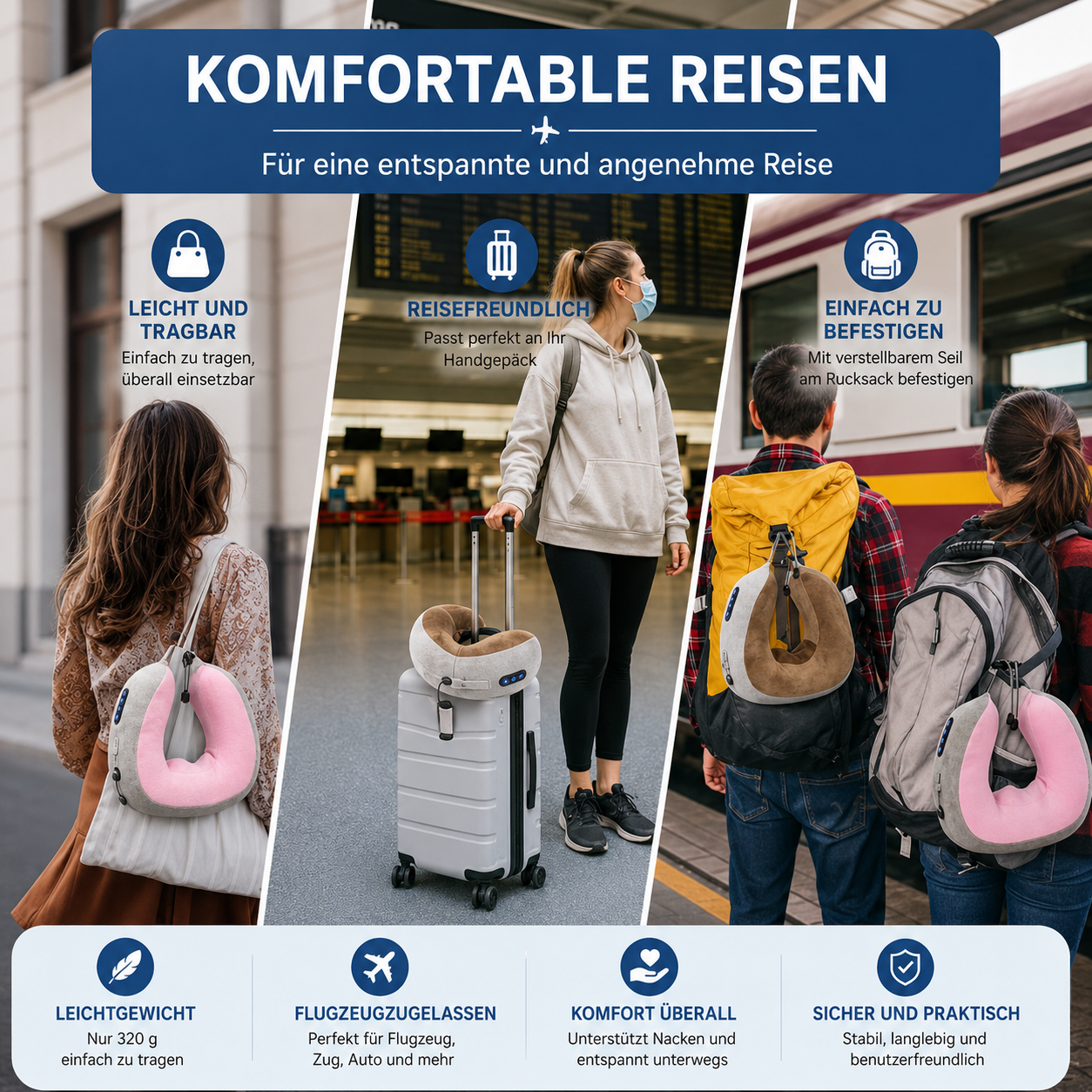 PrimeRelax™ Nackenmassagekissen mit Wärmefunktion & Akkubetrieb