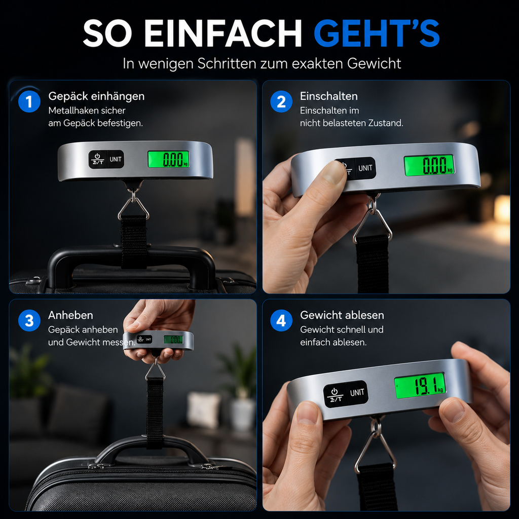 PrimeScale™ Digitale Kofferwaage mit LCD-Display bis 50 kg