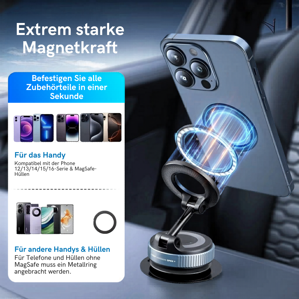PrimeMount Pro™ Magnetischer Handyhalter mit Vakuumsaugnapf
