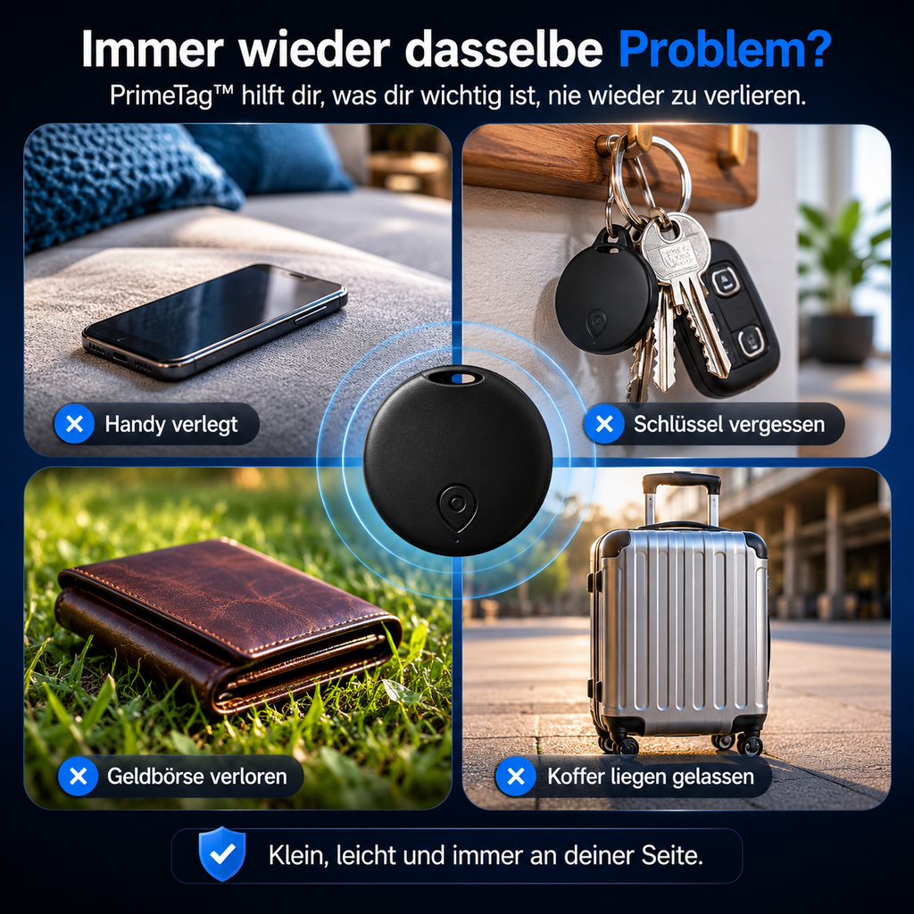 PrimeTag™ Bluetooth Tracker – Schlüssel & Gegenstände finden