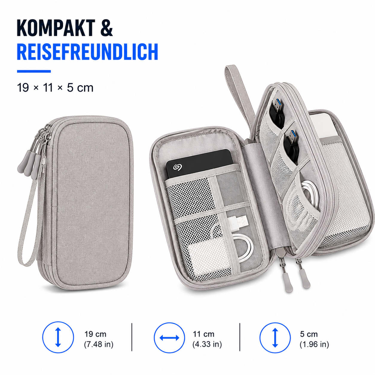 PrimeCarry™ Kabel Organizer Tasche für Reise & Technikzubehör