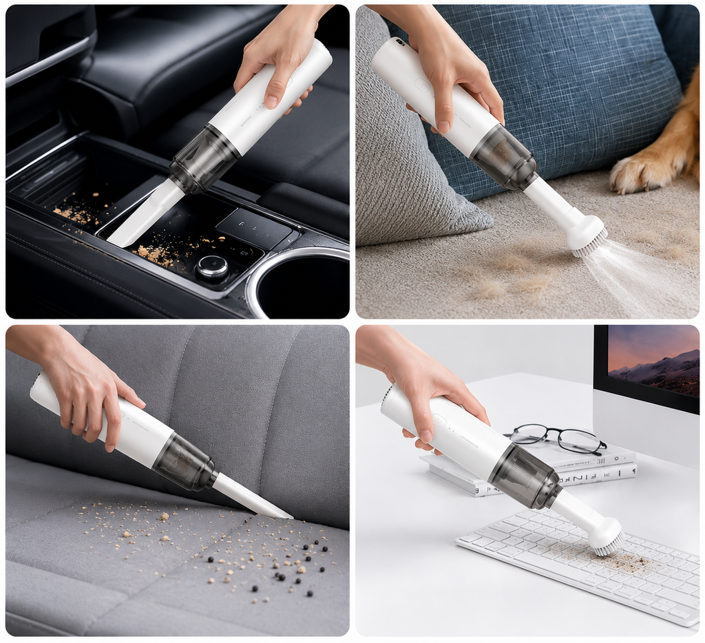 PrimeVac Go™ Mini Akku-Handstaubsauger für Auto & Zuhause