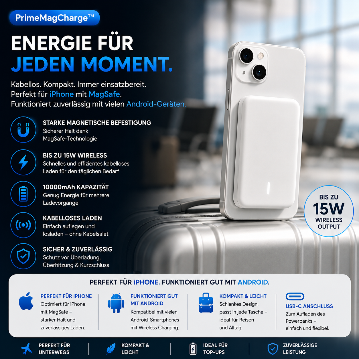 PrimeMagCharge™ Magnetische Wireless Powerbank