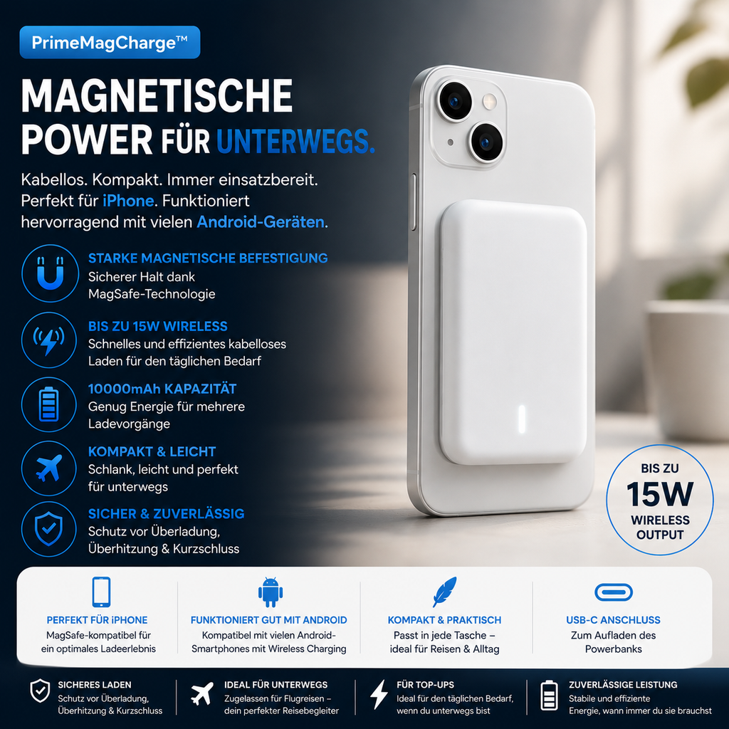 PrimeMagCharge™ Magnetische Wireless Powerbank
