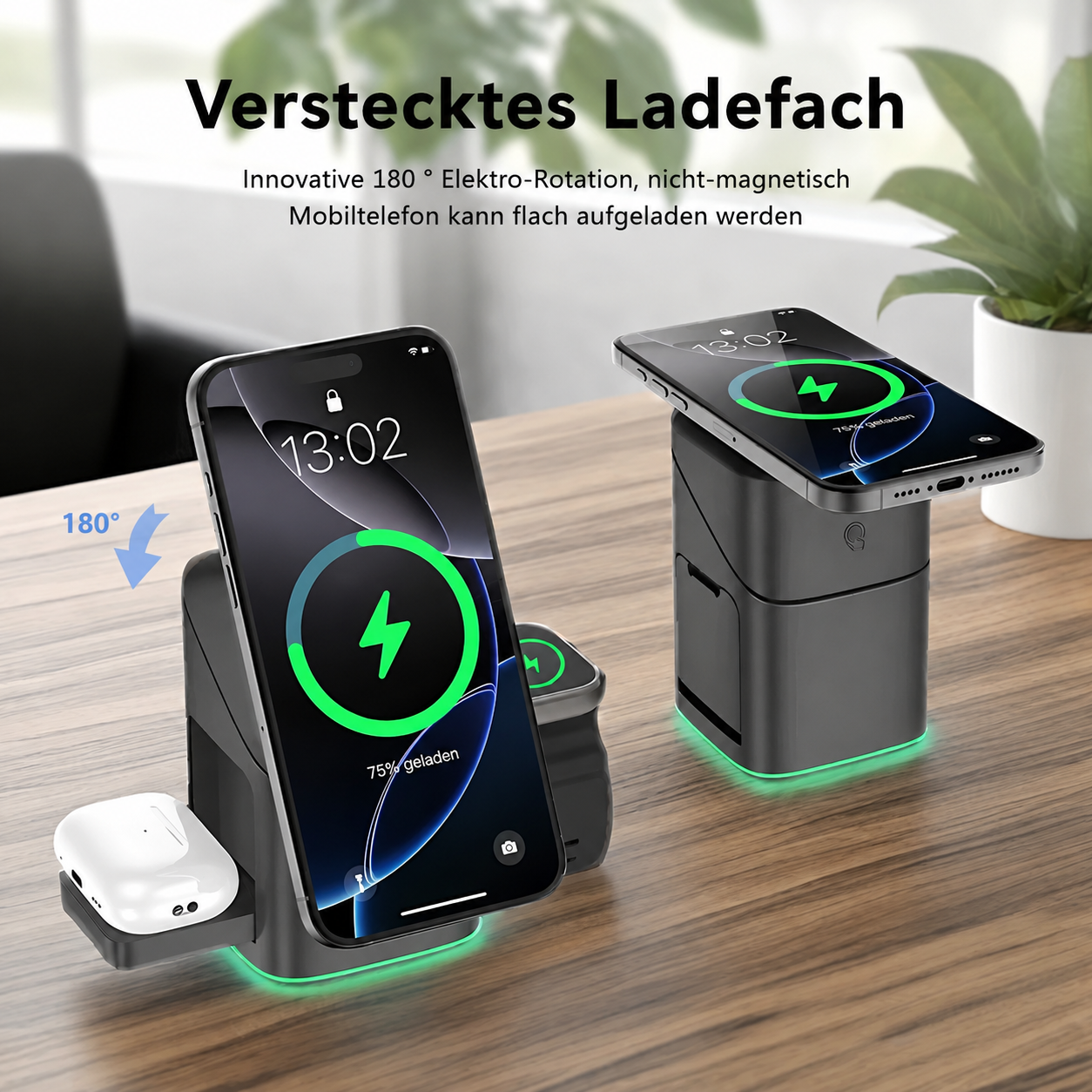 PrimeCube™ 3-in-1 Magnetische Wireless Ladestation mit 180° Rotation