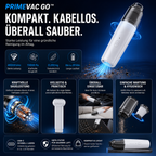 PrimeVac Go™ Mini Akku-Handstaubsauger für Auto & Zuhause