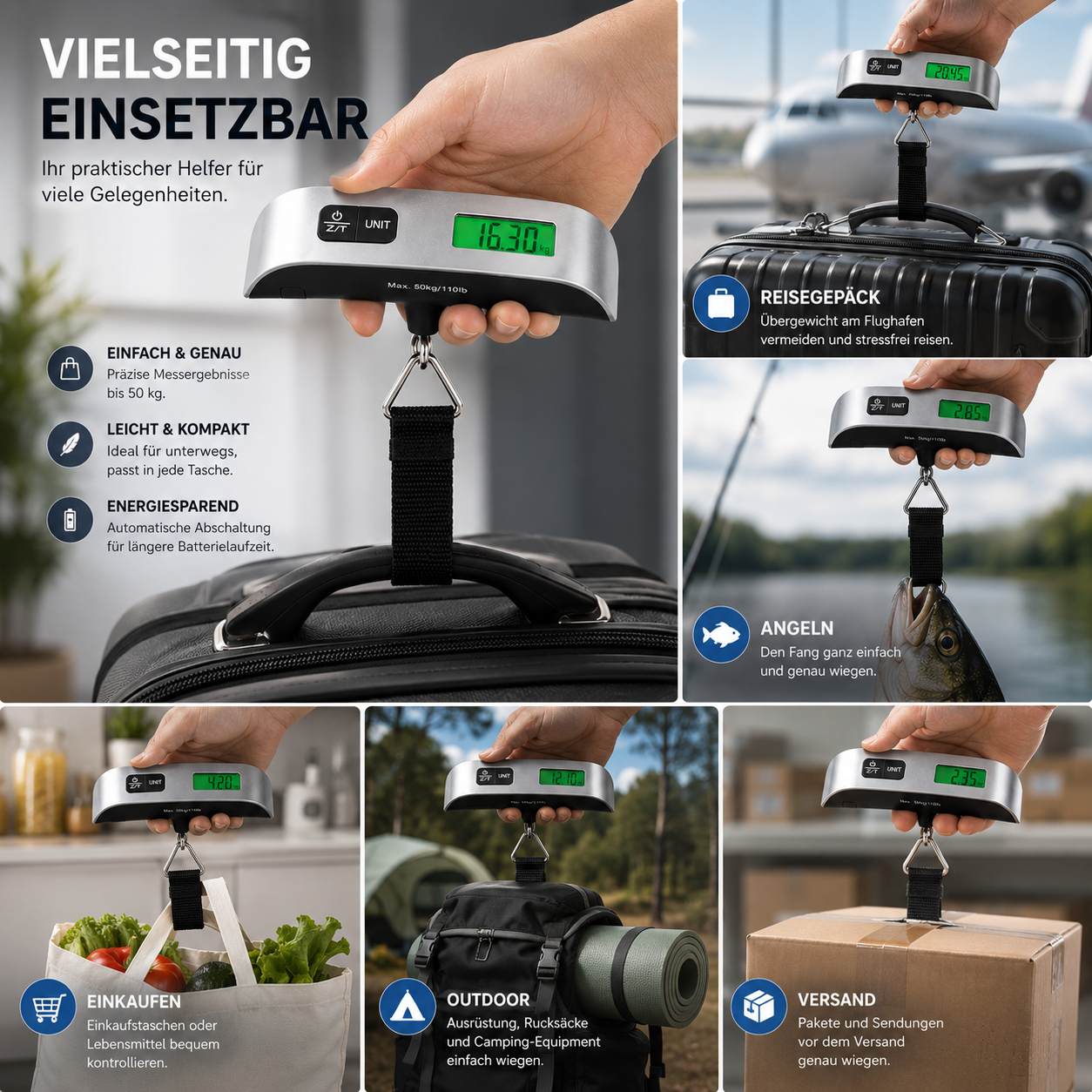 PrimeScale™ Digitale Kofferwaage mit LCD-Display bis 50 kg