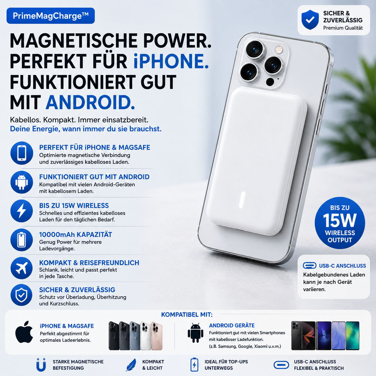 PrimeMagCharge™ Magnetische Wireless Powerbank