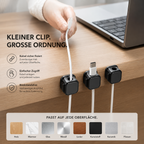 PrimeClip™ Kabelhalter Selbstklebend für Schreibtisch & Zuhause