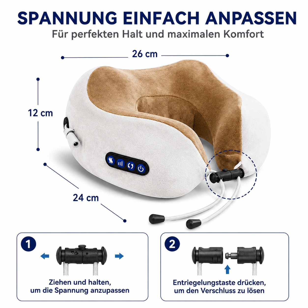 PrimeRelax™ Nackenmassagekissen mit Wärmefunktion & Akkubetrieb