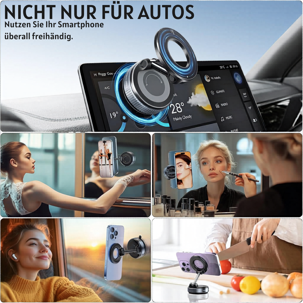 PrimeMount Pro™ Magnetischer Handyhalter mit Vakuumsaugnapf