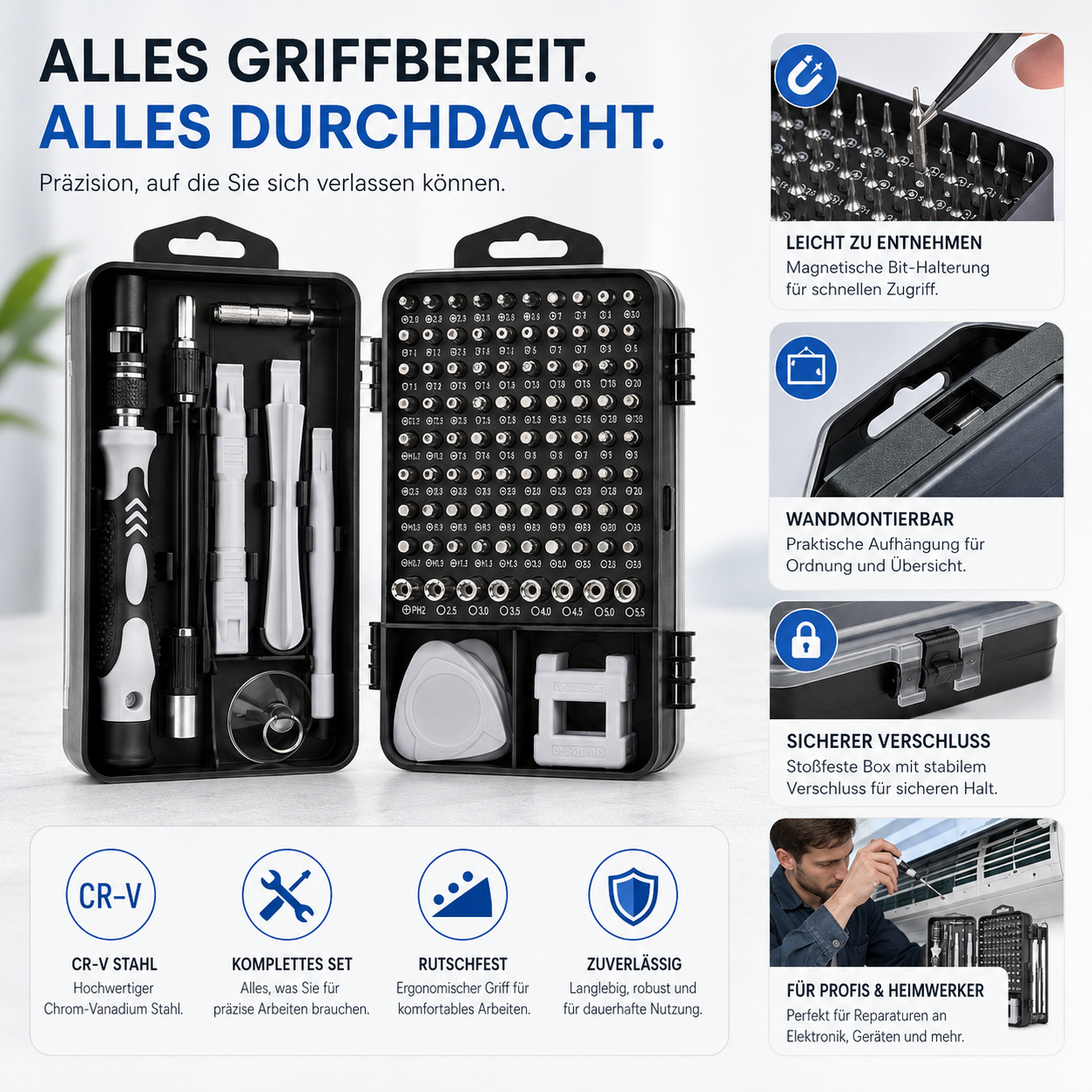 PrimeFix Pro™ 115 Präzisions-Schraubendreher Set für Elektronik