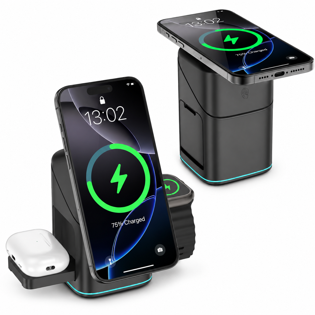 PrimeCube™ 3-in-1 Magnetische Wireless Ladestation mit 180° Rotation