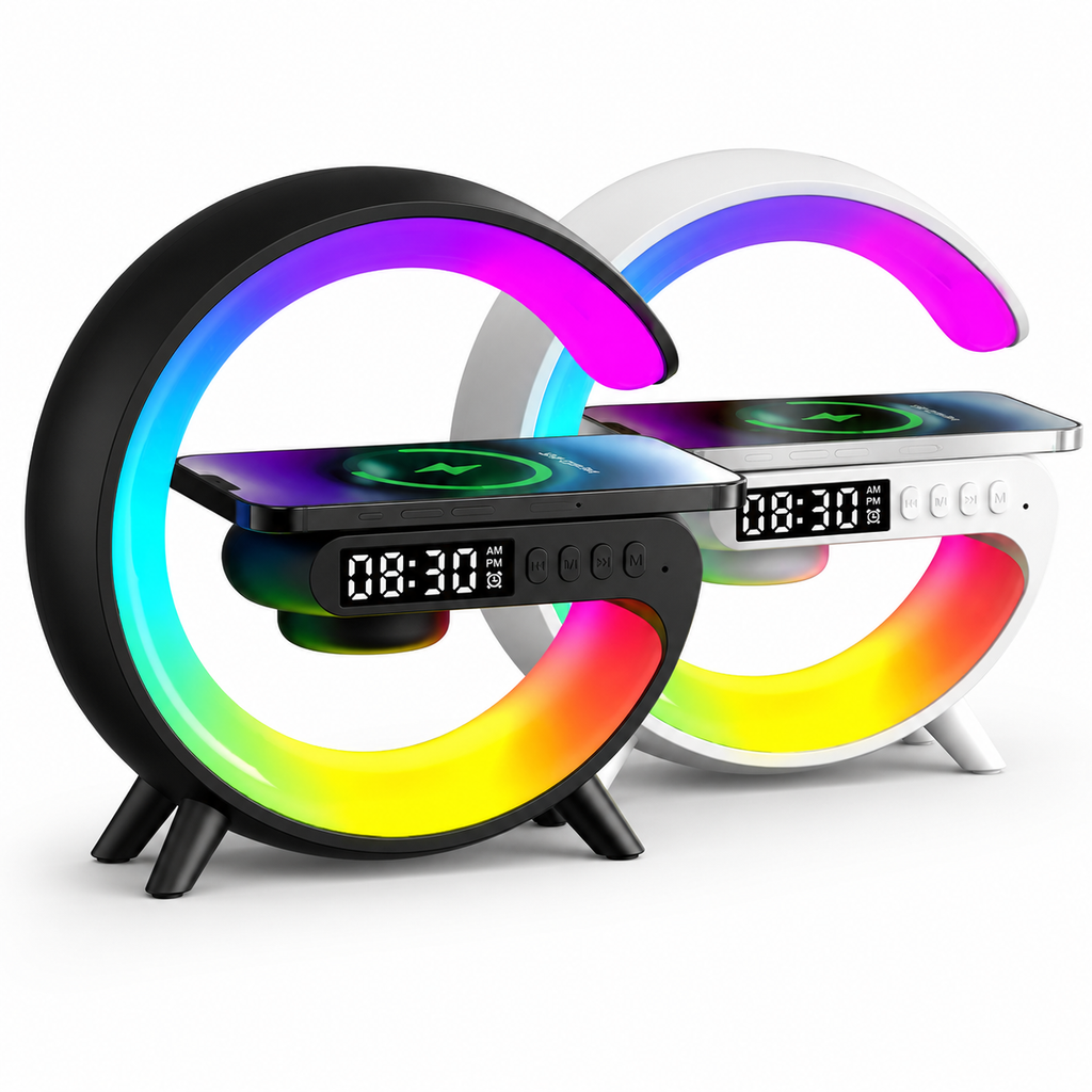 PrimeGlow™ Wireless Charger mit Nachtlicht & Wecker