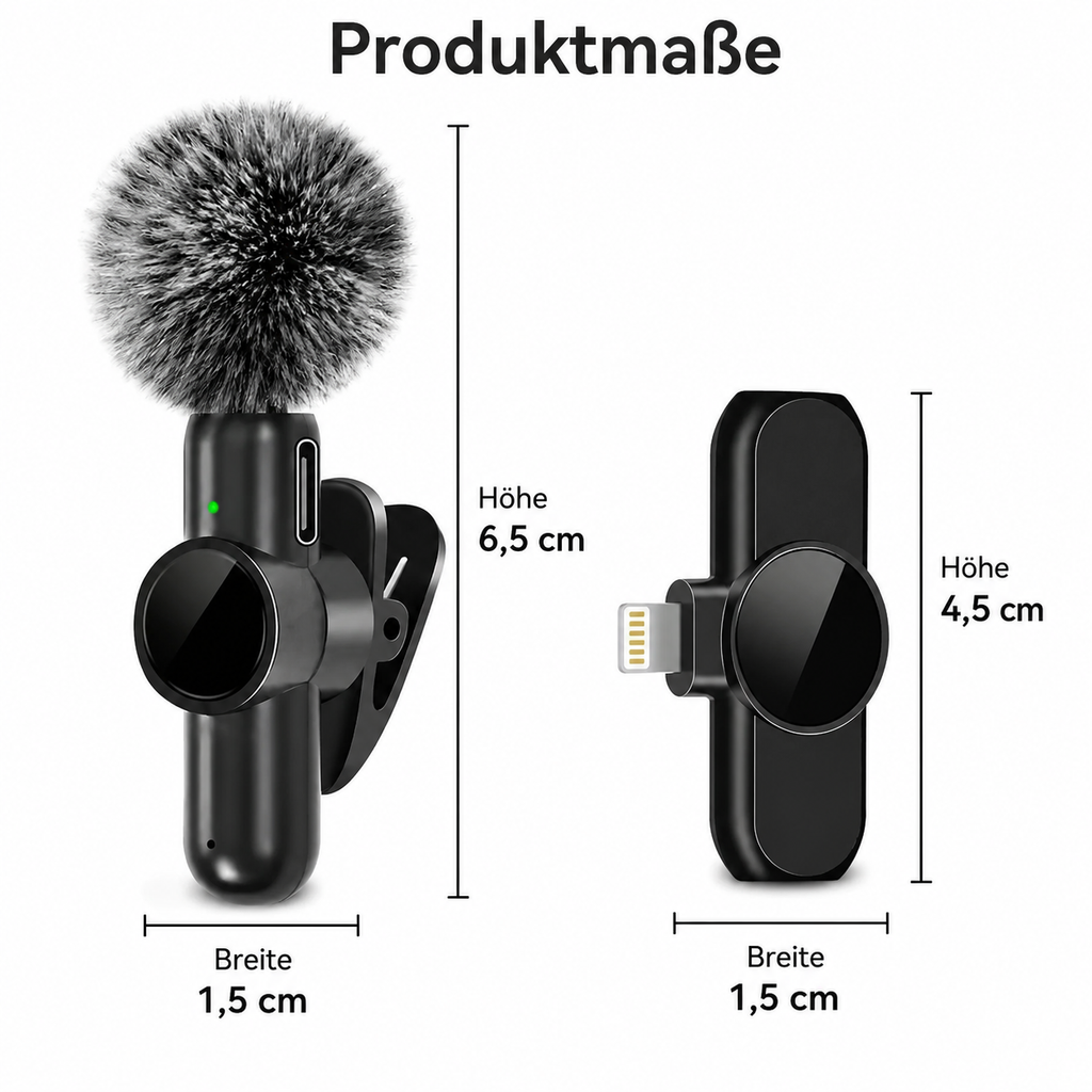 PrimeMic Air™ Kabelloses Lavalier Mikrofon für Smartphone & Tablet