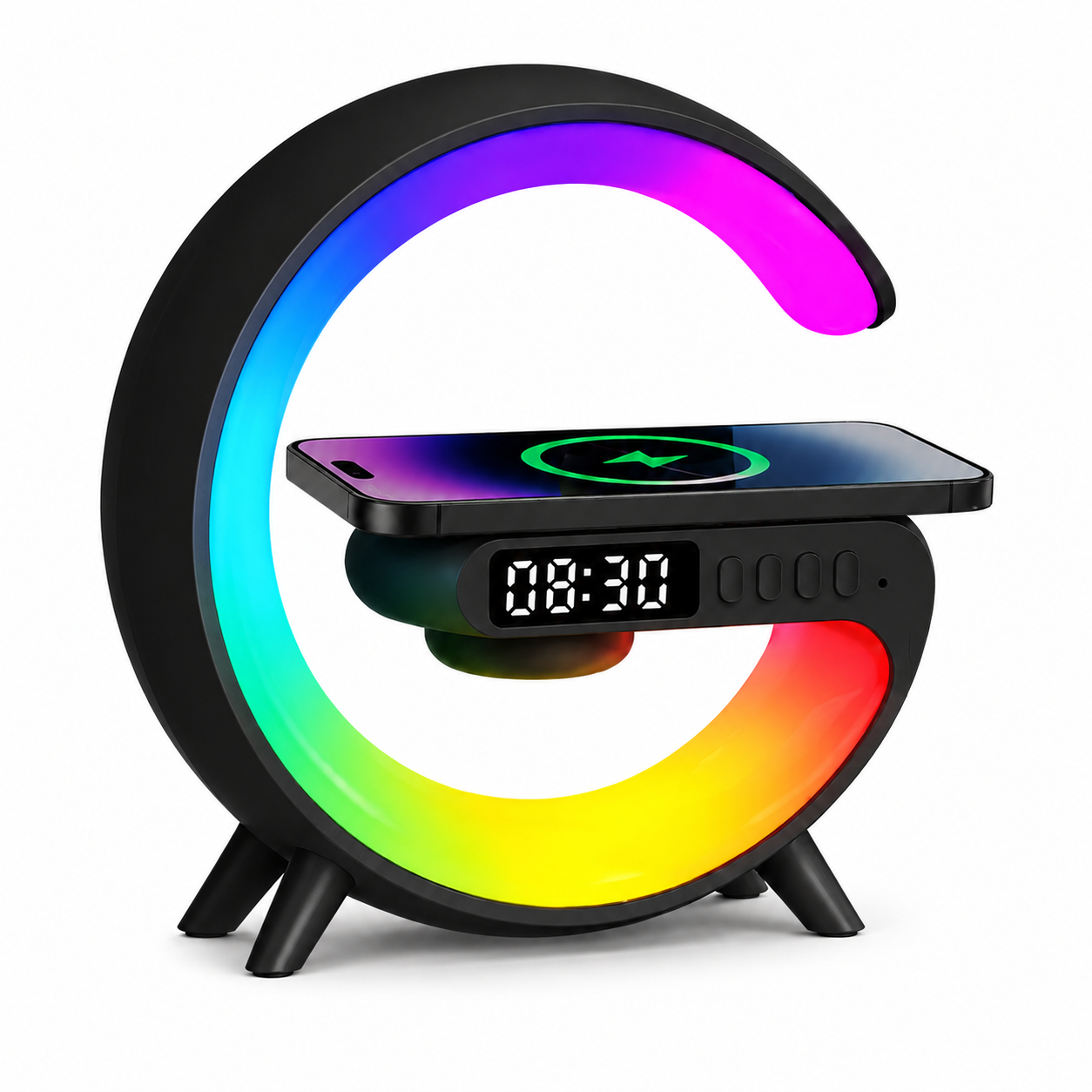 PrimeGlow™ Wireless Charger mit Nachtlicht & Wecker