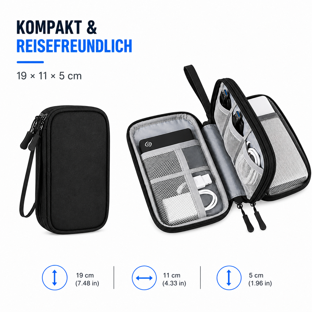 PrimeCarry™ Kabel Organizer Tasche für Reise & Technikzubehör
