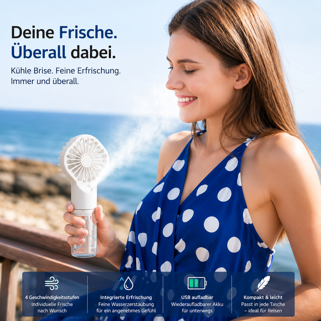 PrimeBreeze™ Tragbarer USB Handventilator mit Wasserkühlung