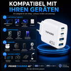 PrimeCharge 40™ USB-C Schnellladegerät mit 4 Anschlüssen