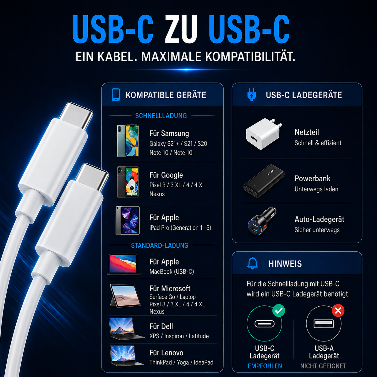 PrimeFlex 66™ USB-C Schnellladekabel 66W – 1 m Silikon