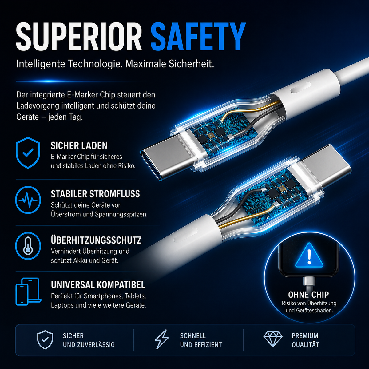 PrimeFlex 66™ USB-C Schnellladekabel 66W – 1 m Silikon