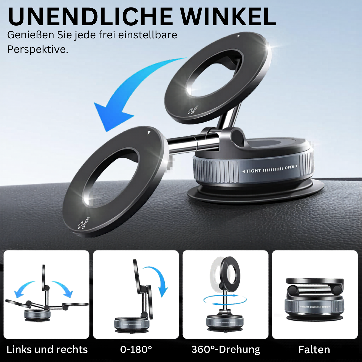 PrimeMount Pro™ Magnetischer Handyhalter mit Vakuumsaugnapf