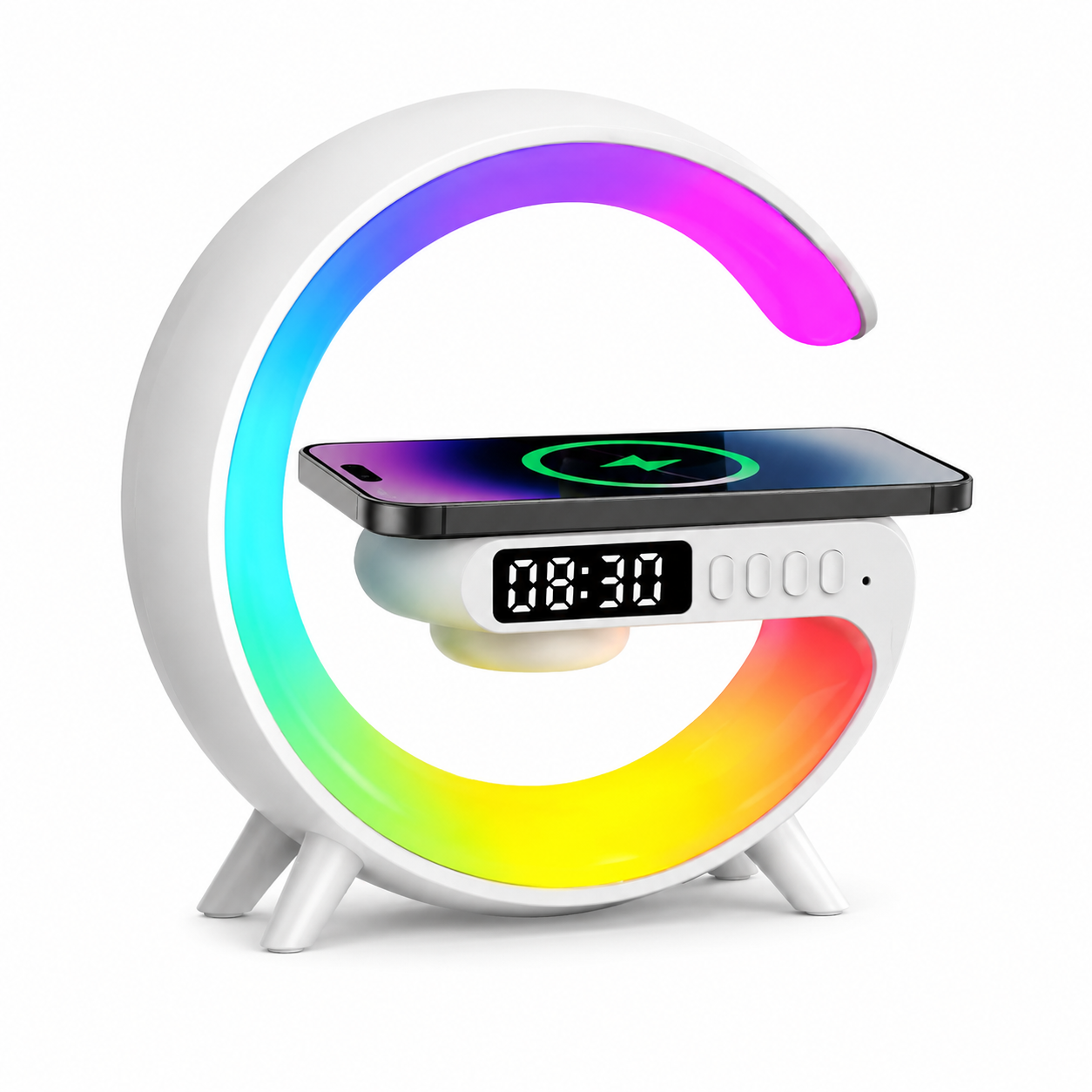 PrimeGlow™ Wireless Charger mit Nachtlicht & Wecker